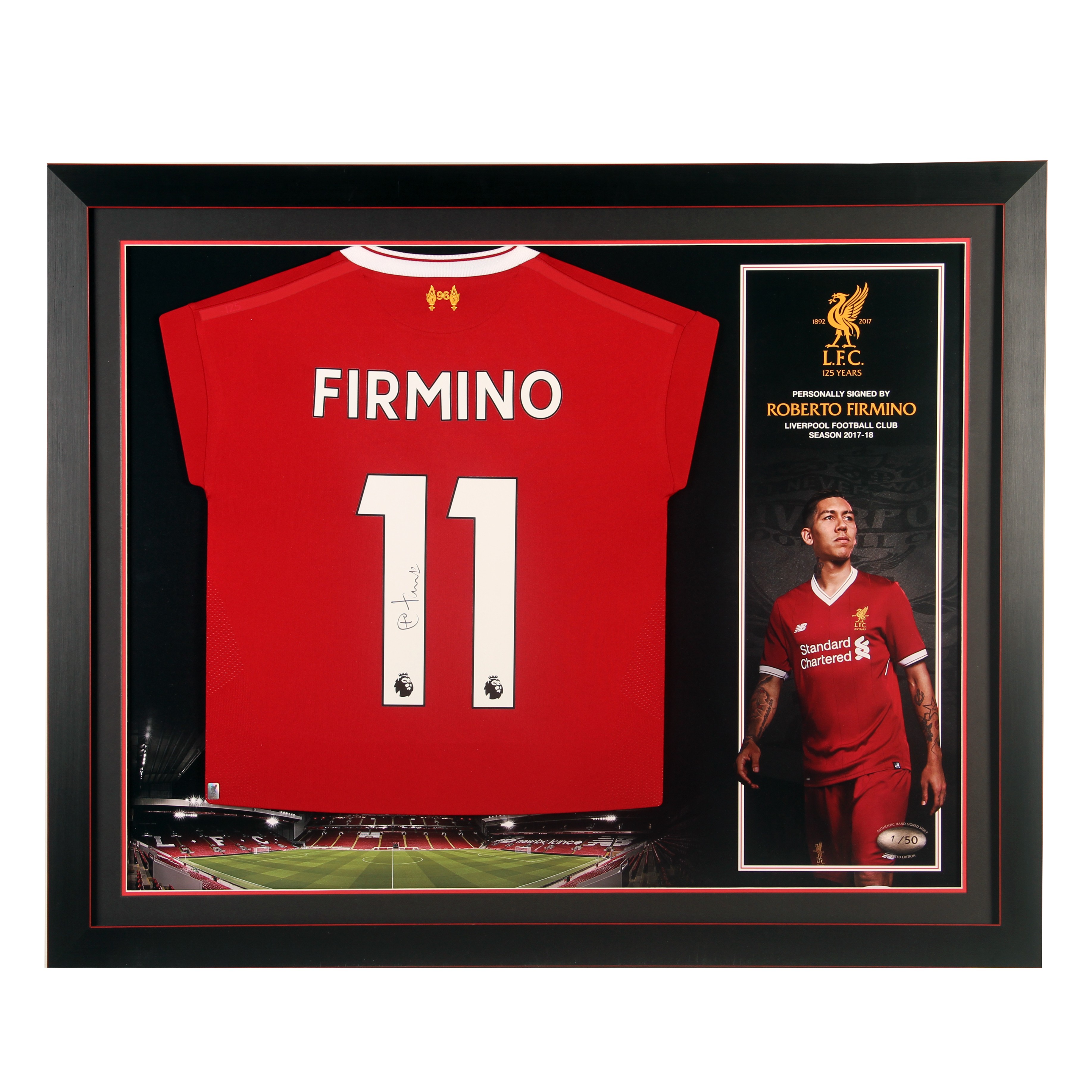 LFC 17/18 Firmino Signed Framed Shirt