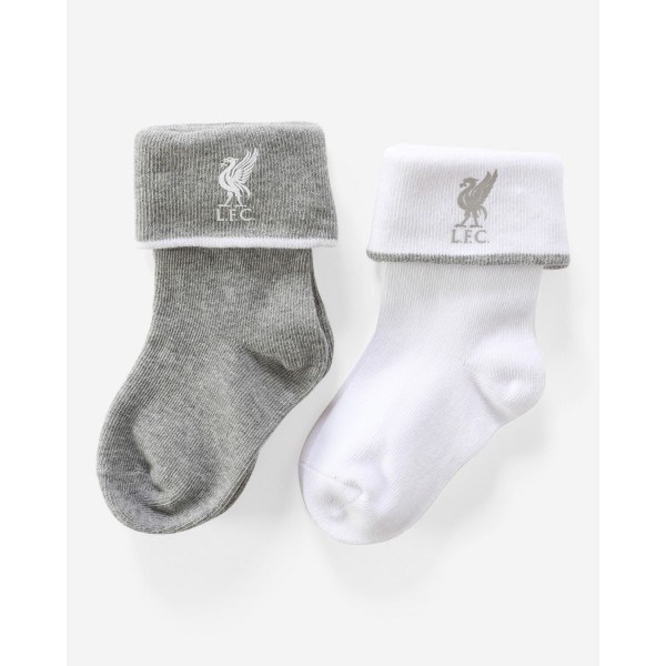 LFC 2 Pack Grey & White Baby Socks