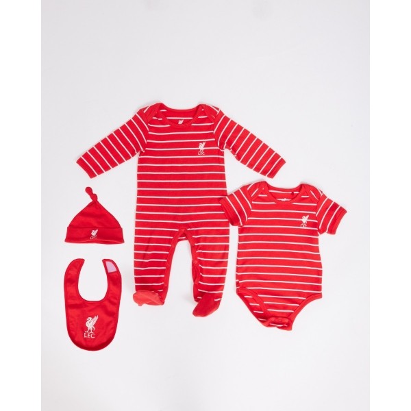 LFC 4 Piece Red Striped Babywear Set