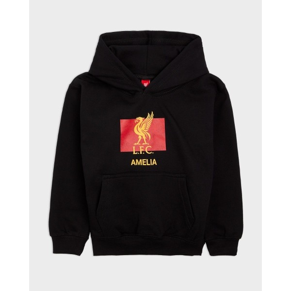 LFC Junior Liverbird Personalised Black Hoody