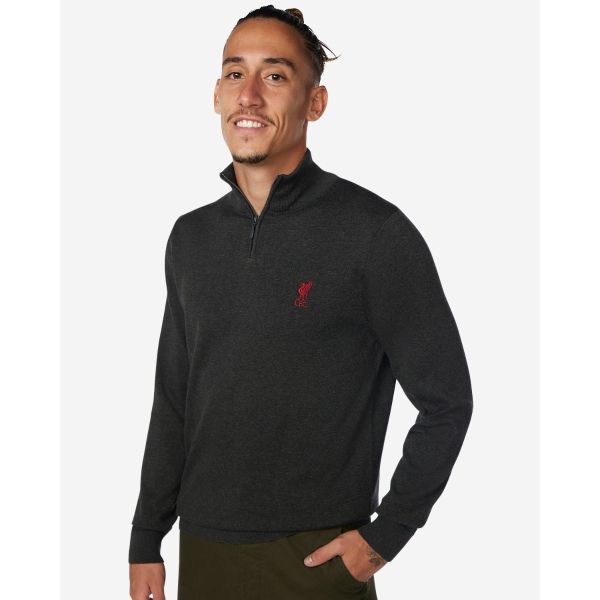 LFC Quarter Zip Knit Cotton Jumper Charcoal