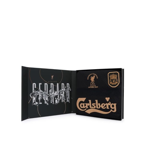 LFC Signed Gerrard Istanbul Boxed Shirt Black & Gold