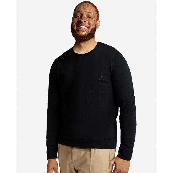 LFC X John Smedley Mens Crew Neck Pullover Jumper Black