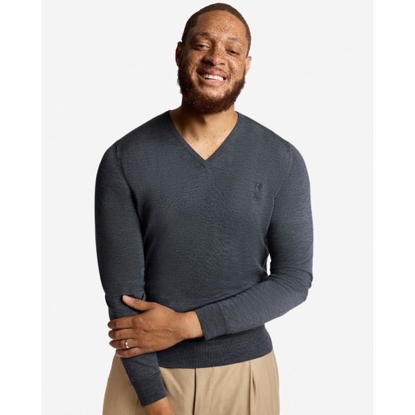 LFC X John Smedley Mens V-Neck Pullover Charcoal