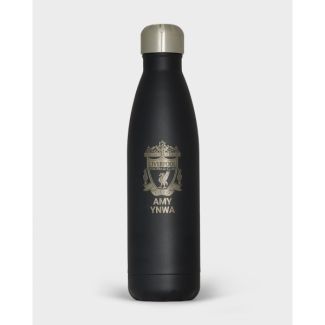 LFC Crest Personalised Black Stainless Steel Water Bottle