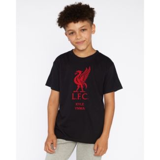 LFC Junior Red Liverbird Personalised Black Tee