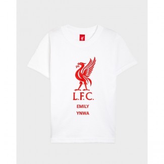 LFC Junior Red Liverbird Personalised White Tee