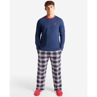 LFC Mens Long Check Pyjama Set Navy